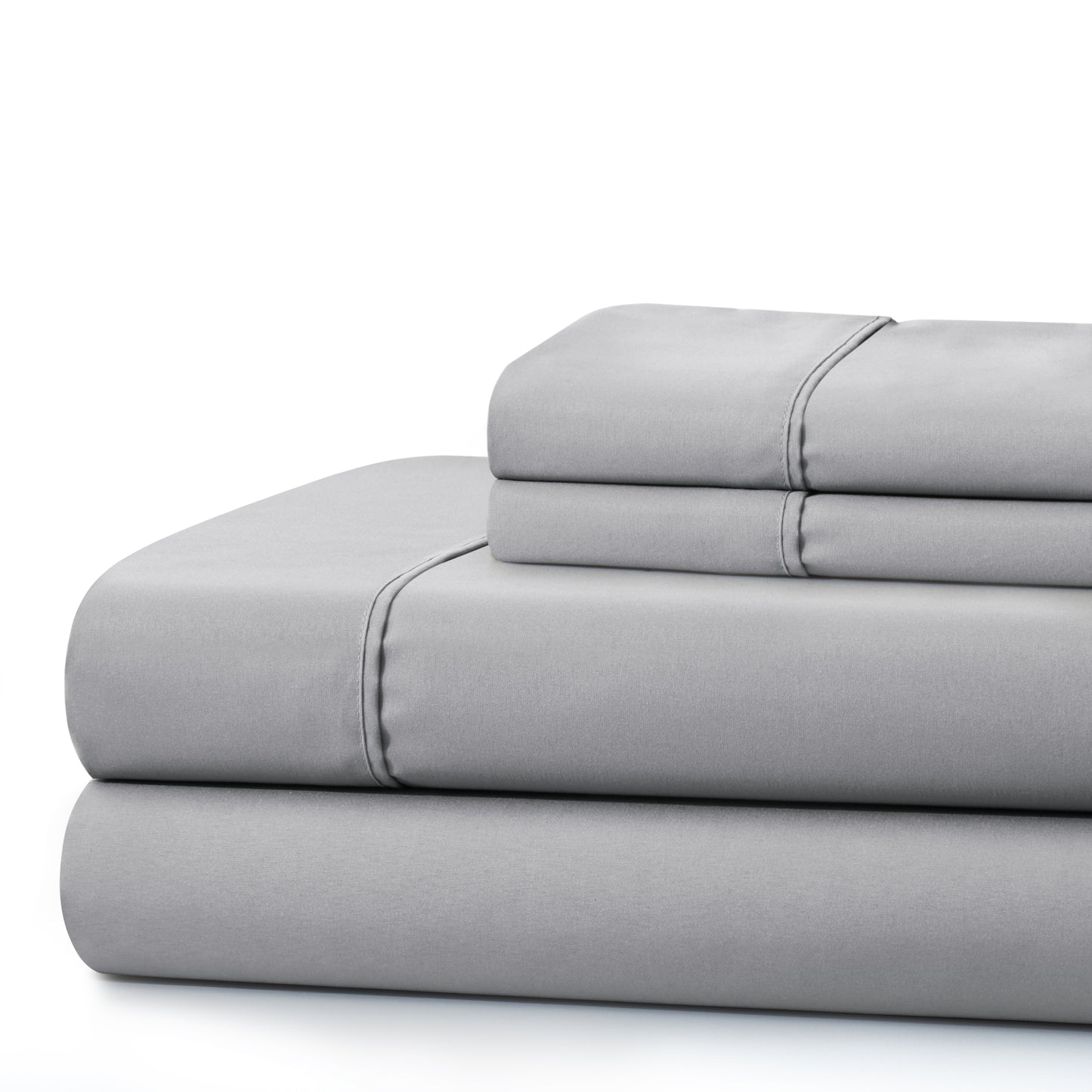 600 Thread Count Cotton Percale Soft Deep Pocket Solid Bedding All Season Sheet Set, Silver