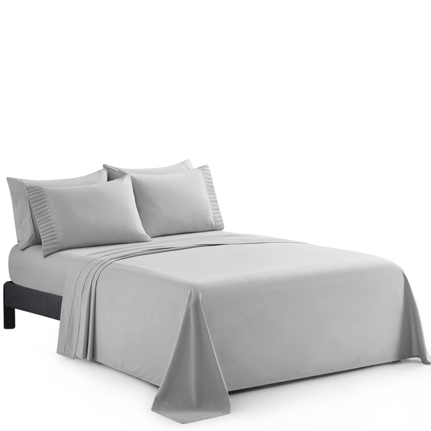 Solid Rayon from Bamboo Soft Silky Deep Pocket Bedding All Season Sheet Set, Silver