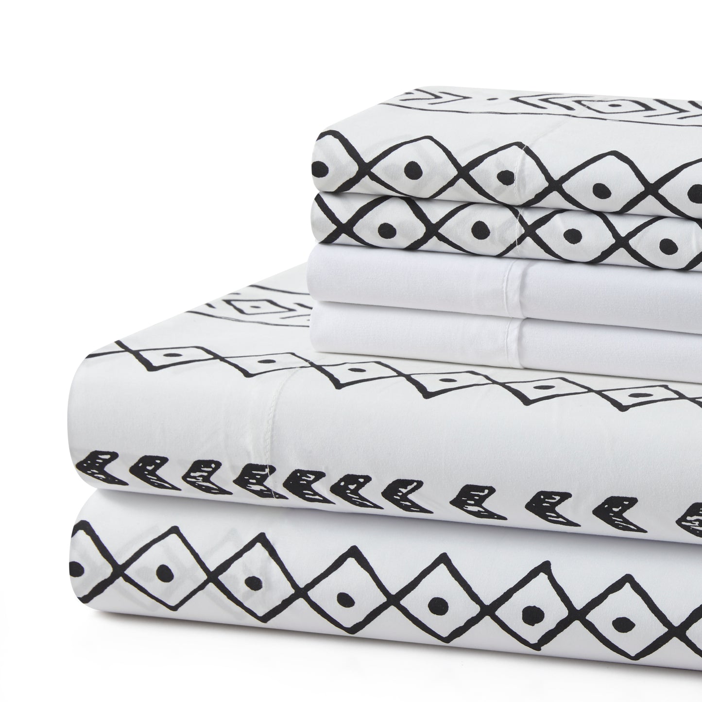 Printed Rayon from Bamboo Soft Deep Pocket Bedding All Season Sheet Set, Simplify Modern Geometric