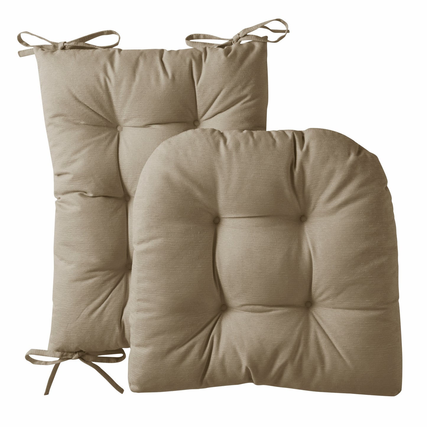 Rocking Chair Cushion Premium Comfortable Thick Nonslip Back Tufted High-Backed Lounger Seat Pads 2 Piece Set, Taupe