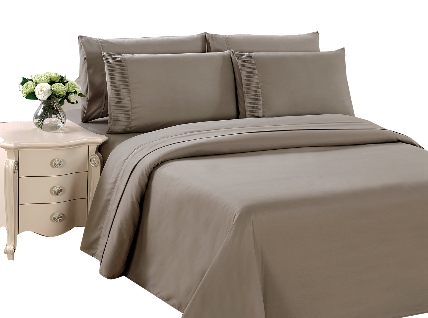 Solid Rayon from Bamboo Soft Bedding Silky Zipper All Season Duvet Cover Set, Taupe