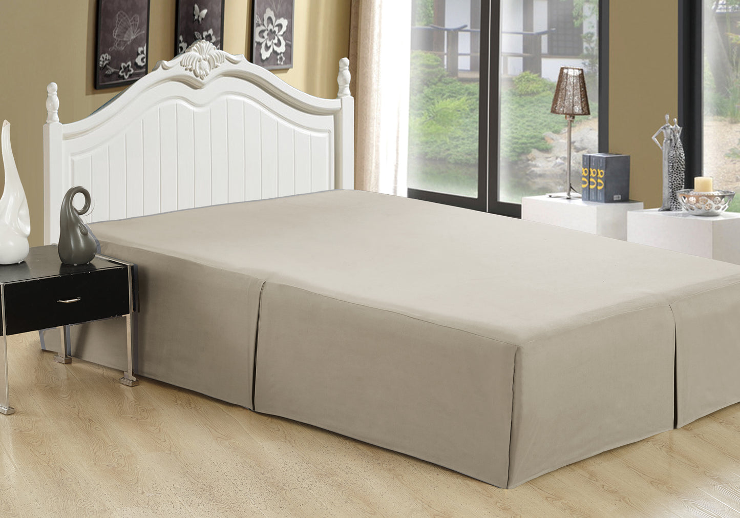 Solid Tailored Rayon from Bamboo Soft Bedskirt All Season Deep Pocket Dust Ruffle Bed Skirt, Taupe