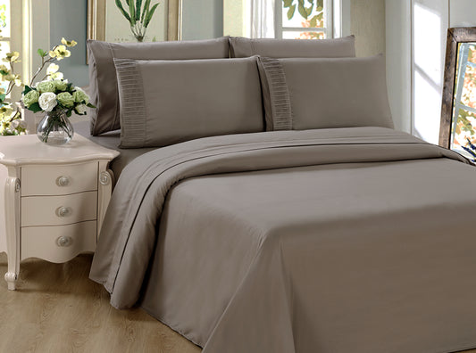 Solid Rayon from Bamboo Soft Bedding Silky Zipper All Season Duvet Cover Set, Taupe