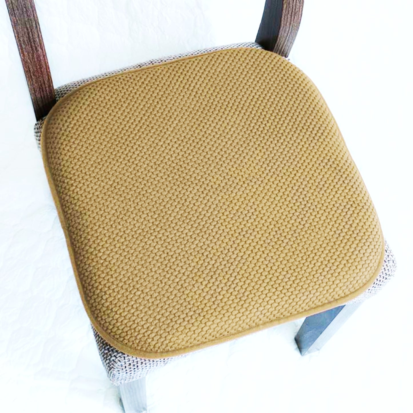 Memory Foam Honeycomb Premium Thick Chair Nonslip Rubber Back Seat Pads Kitchen Chair Cushion Set 16 x 16 Inch, Taupe