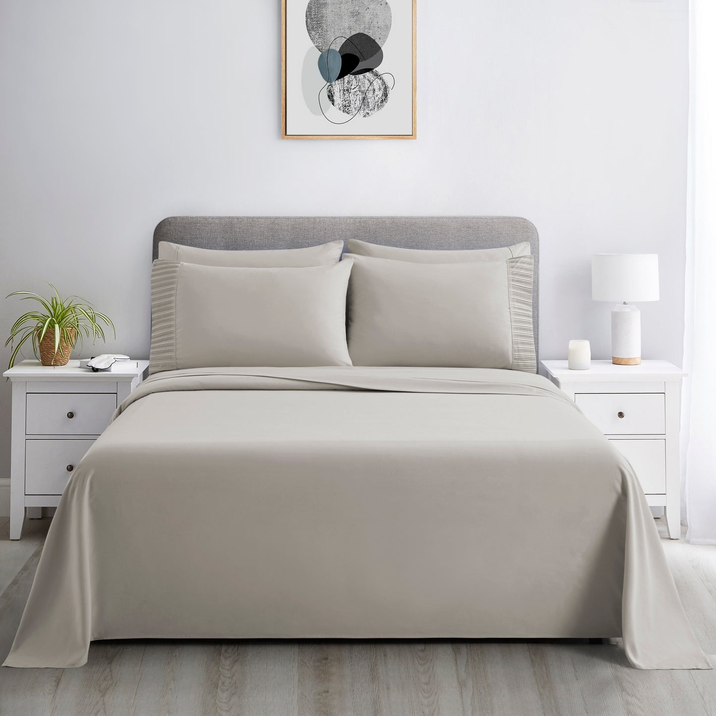 Solid Rayon from Bamboo Soft Silky Deep Pocket Bedding All Season Sheet Set, Taupe