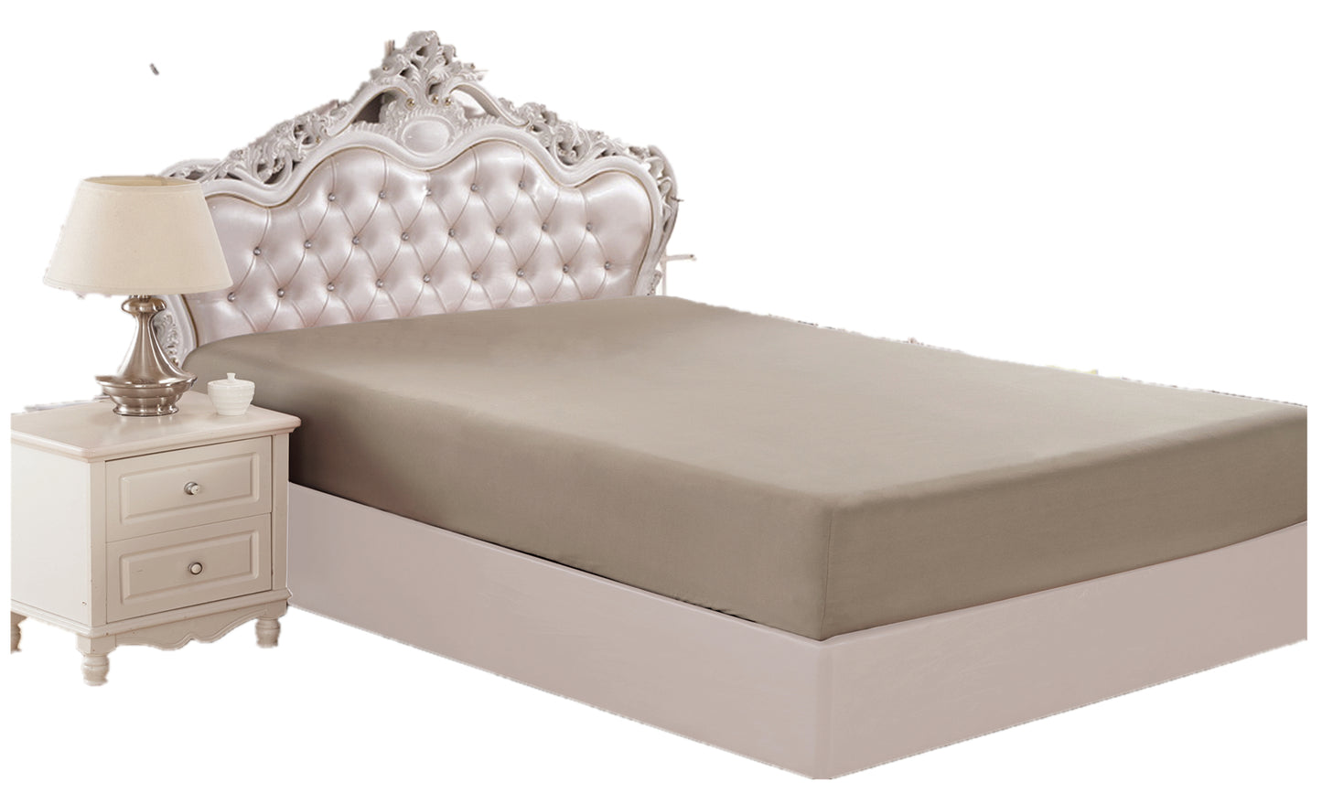 Solid Rayon from Bamboo Soft Silky Deep Pocket All Season Bedding Wrinkle Free Fitted Sheet, Taupe