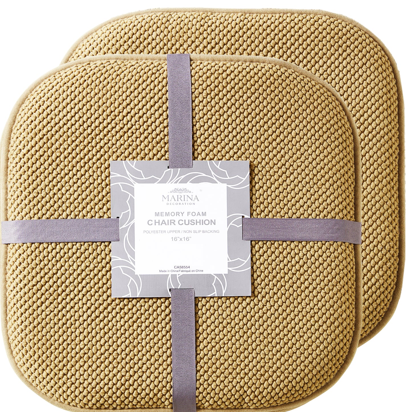 Memory Foam Honeycomb Premium Thick Chair Nonslip Rubber Back Seat Pads Kitchen Chair Cushion Set 16 x 16 Inch, Taupe