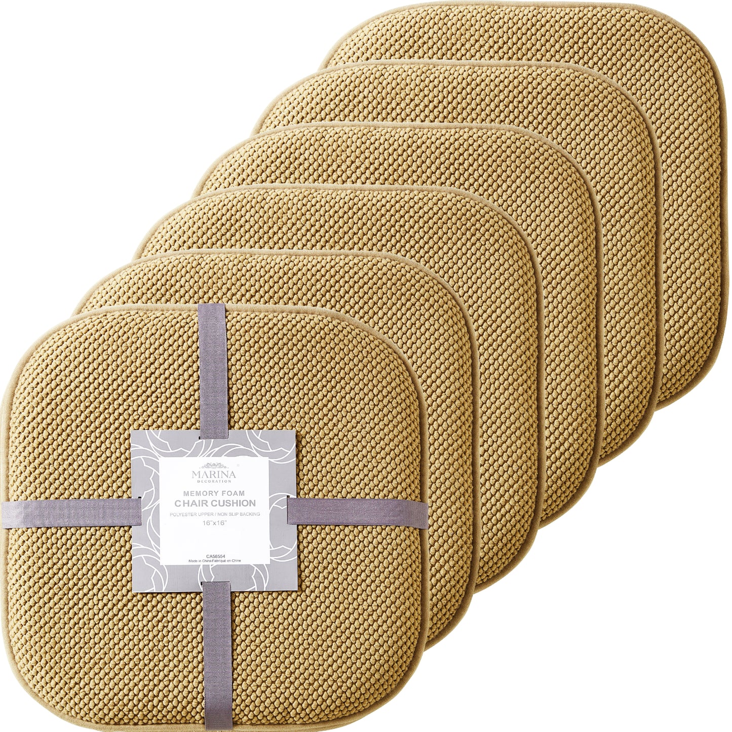 Memory Foam Honeycomb Premium Thick Chair Nonslip Rubber Back Seat Pads Kitchen Chair Cushion Set 16 x 16 Inch, Taupe
