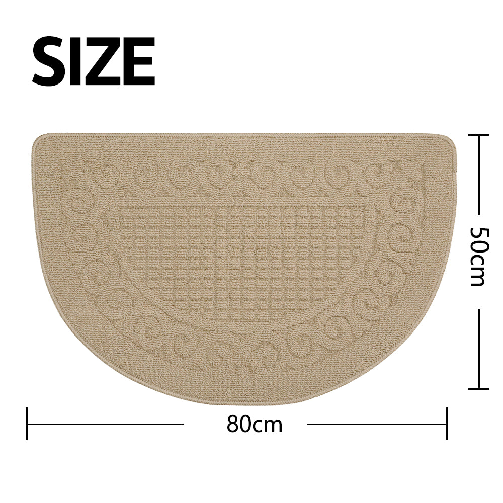 Jacquard Solid Decor Non-Slip Carpet Floor Mat Indoor Kitchen Rug, Half Moon 20 x 32 Inch