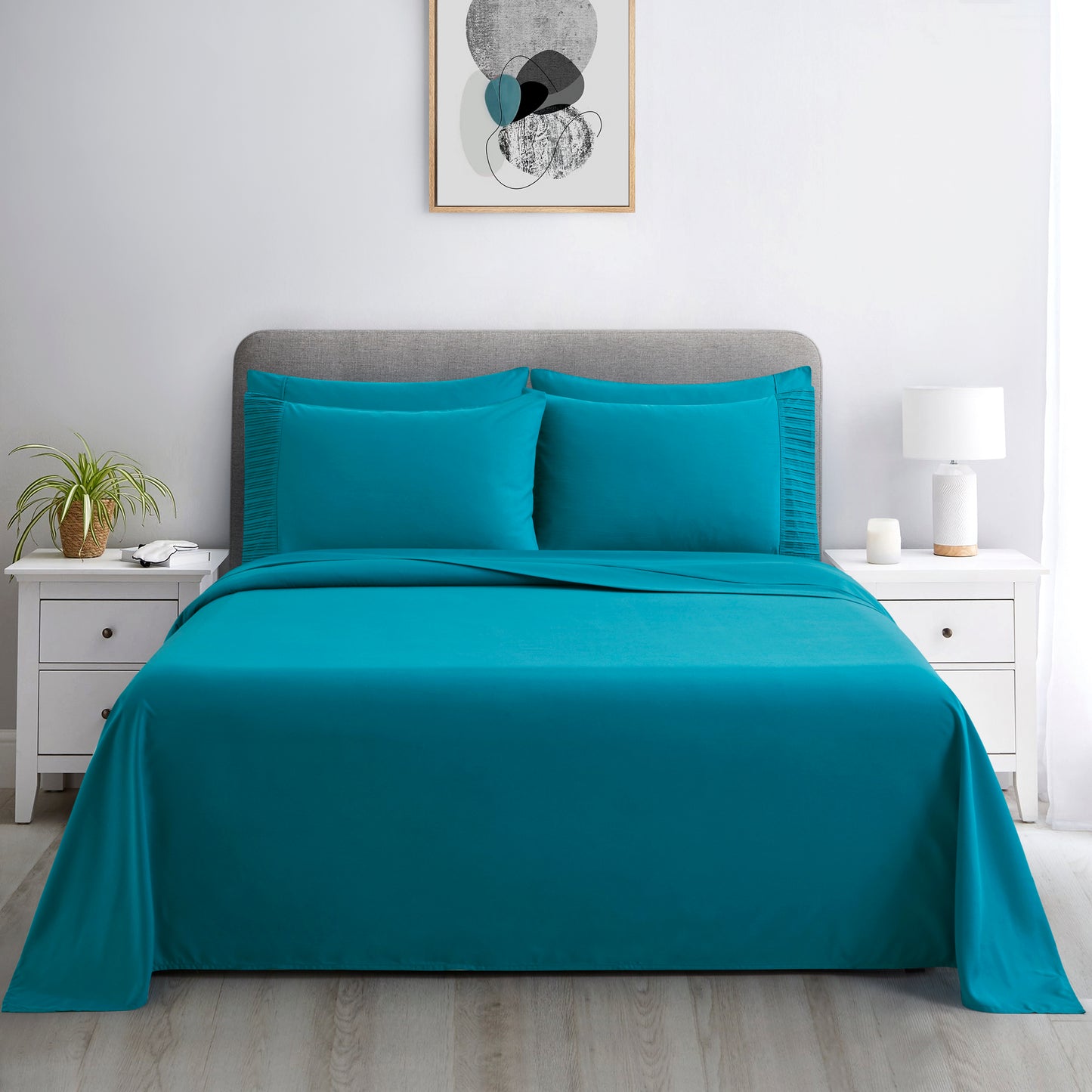 Solid Rayon from Bamboo Soft Silky Deep Pocket Bedding All Season Sheet Set, Teal