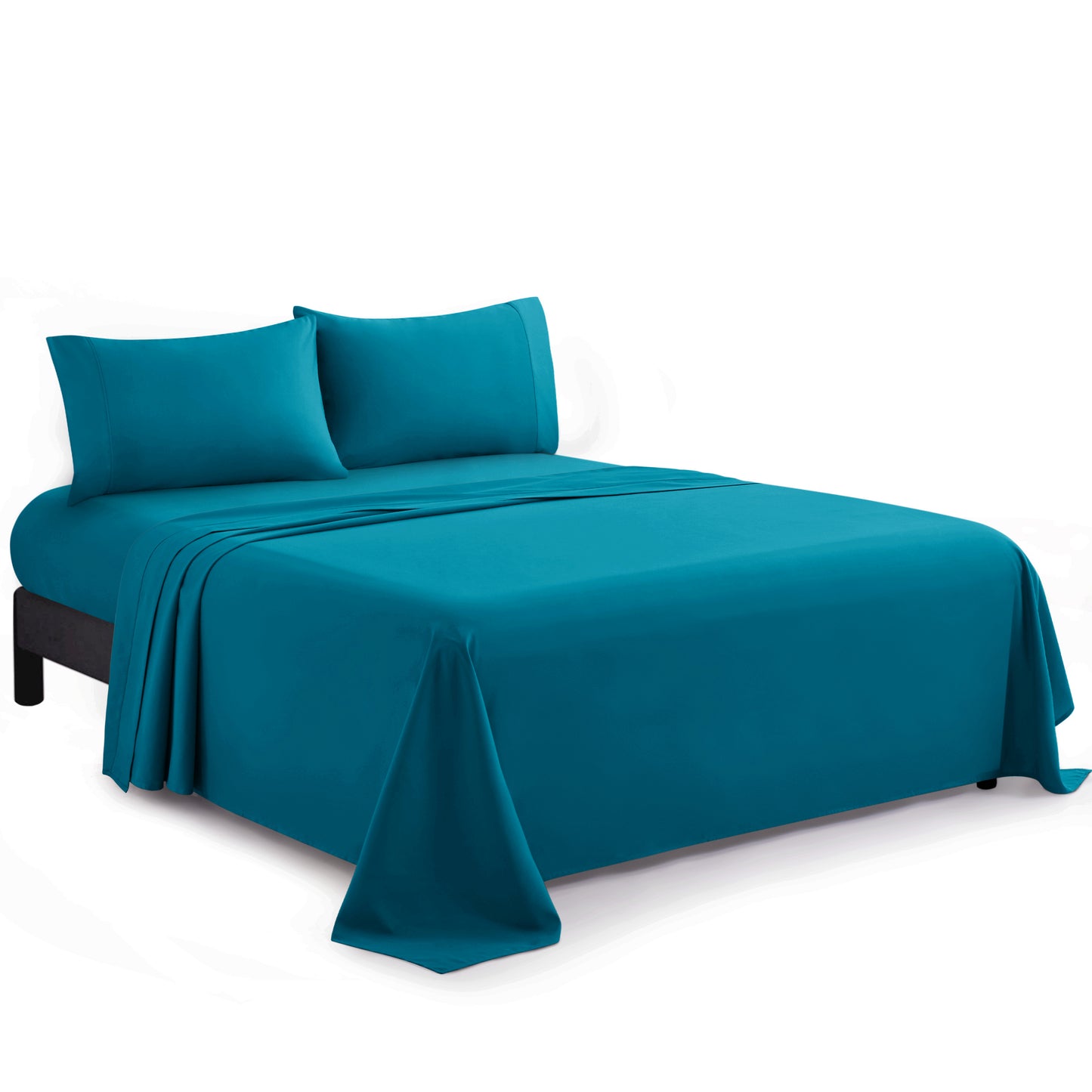 600 Thread Count Cotton Percale Soft Deep Pocket Solid Bedding All Season Sheet Set, Teal