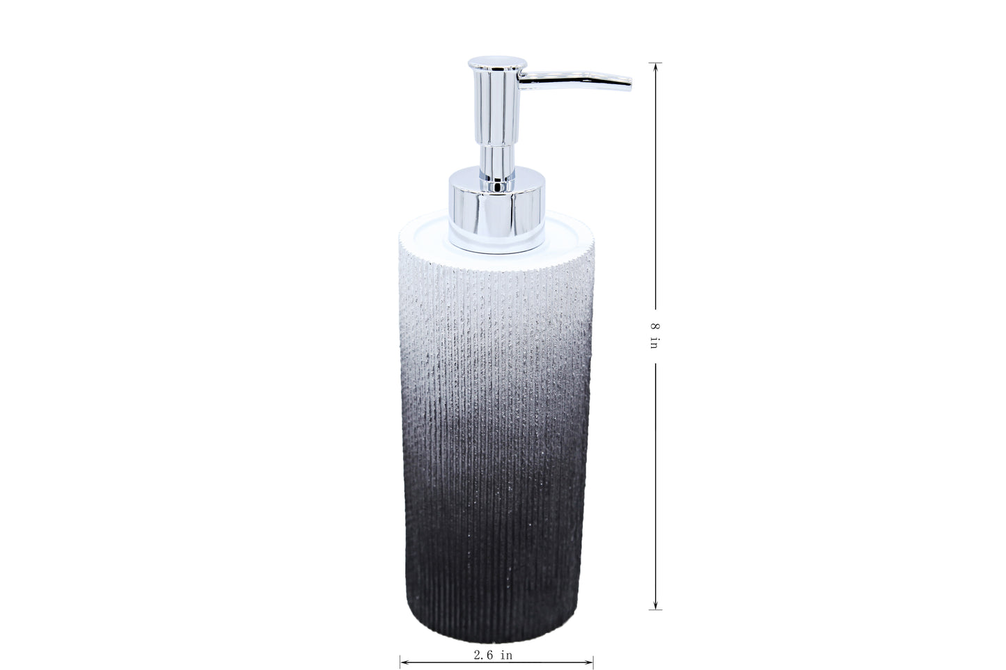 Modern Luxury Décor Bath Accessory Ensemble Bathroom Lotion Dispenser Toothbrush Holder Tumbler Soap Dish, Black White Ribbed