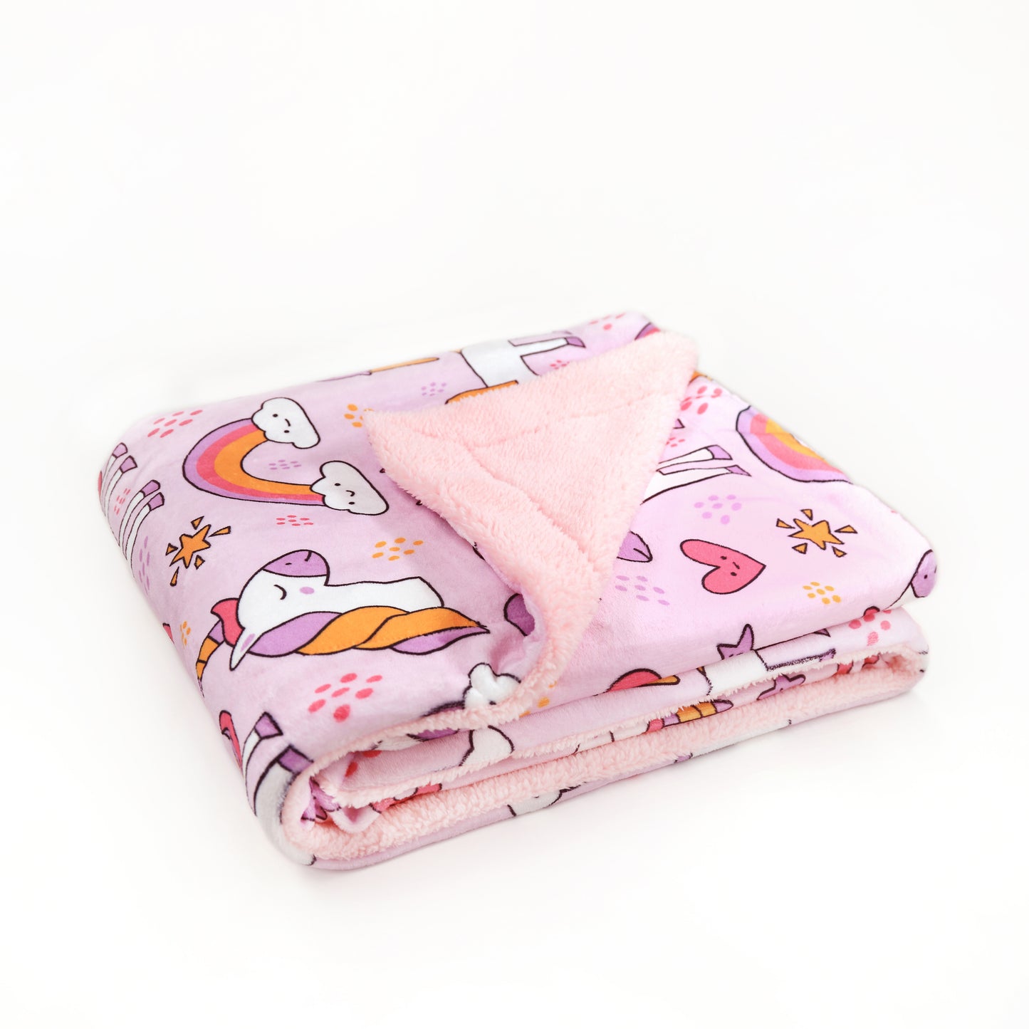 Kid Printed Fluffy Plush Soft Warm Flannel Fleece Children Throw Sherpa Kids Blanket, 40" x 50" Pink Unicorn Rainbow