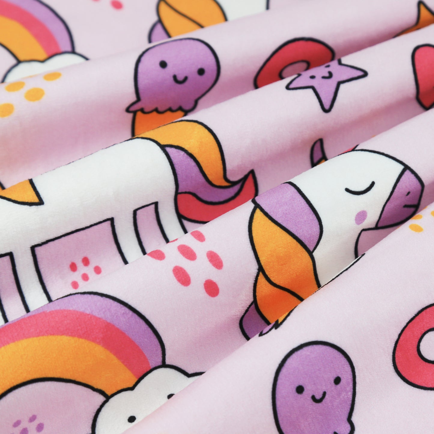Kid Printed Fluffy Plush Soft Warm Flannel Fleece Children Throw Sherpa Kids Blanket, 40" x 50" Pink Unicorn Rainbow