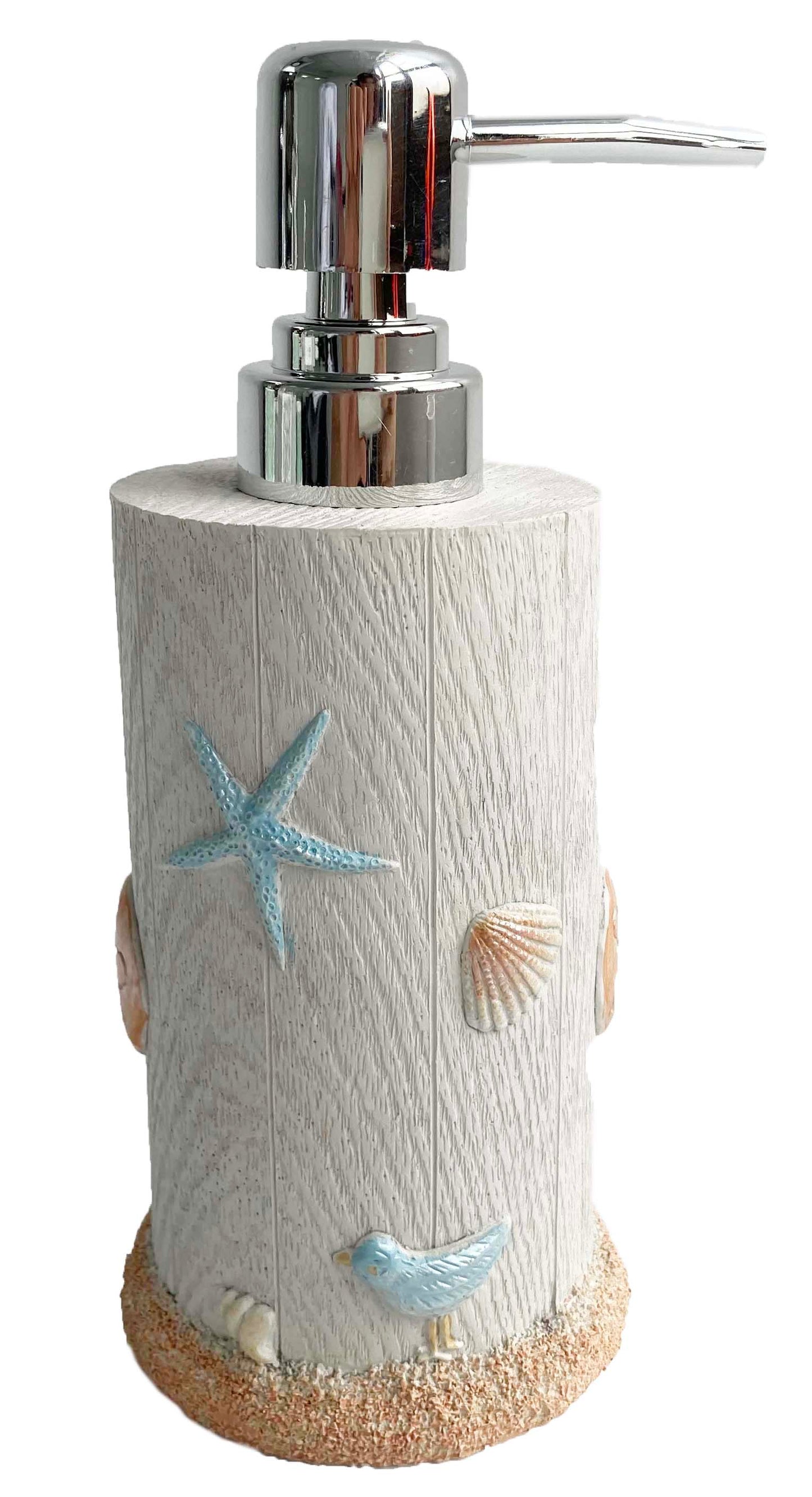 Modern Luxury Décor Bath Accessory Ensemble Bathroom Lotion Dispenser Toothbrush Holder Tumbler Soap Dish, Nautical Beach bohemian
