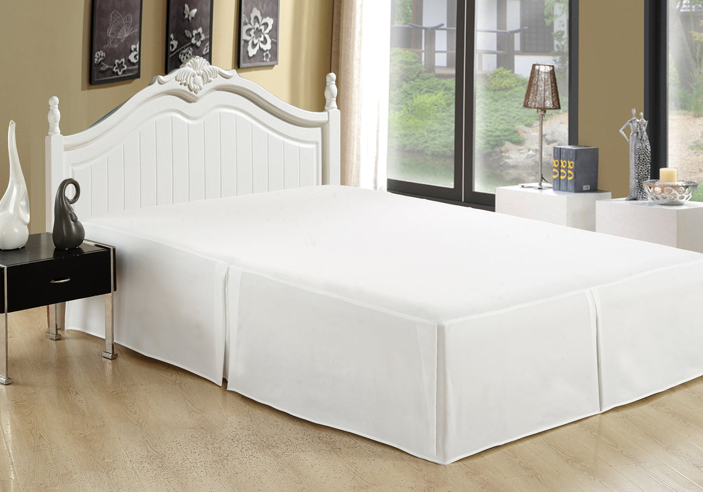 Solid Tailored Rayon from Bamboo Soft Bedskirt All Season Deep Pocket Dust Ruffle Bed Skirt, White