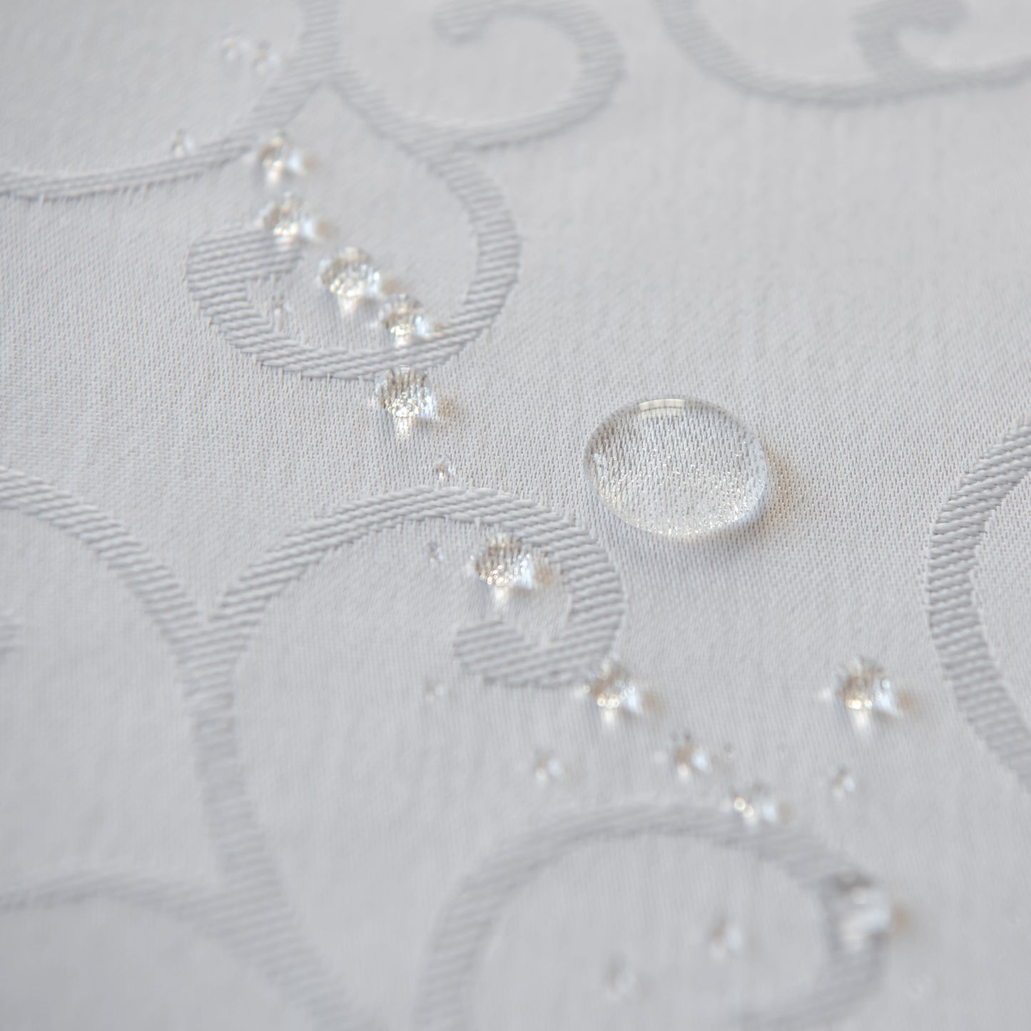 Jacquard Waterproof Thick Luxury Premium Solid Liquid Repellent Stain Resistant Decorative Home Kitchen Tablecloth, White Color