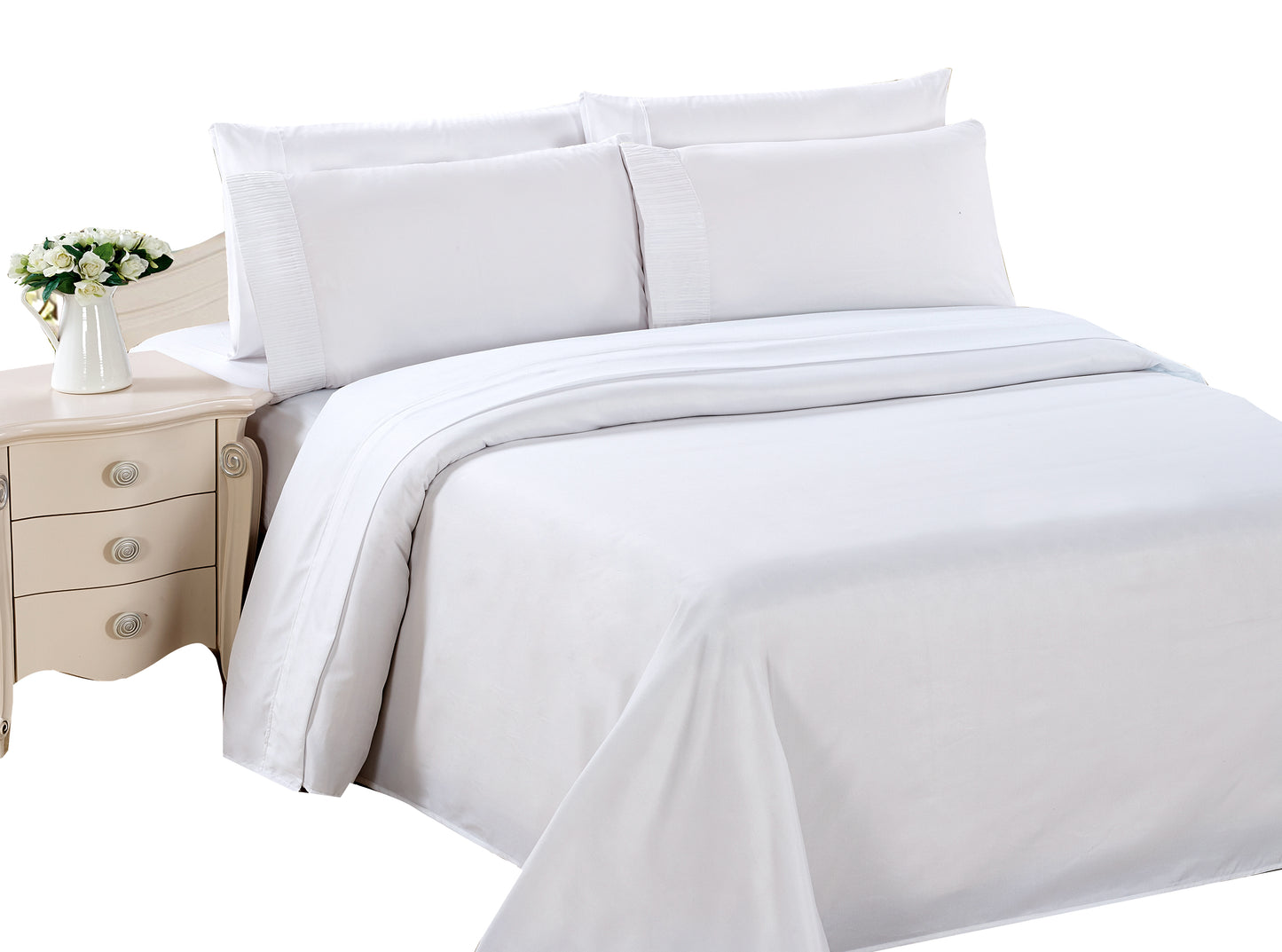 Solid Rayon from Bamboo Soft Bedding Silky Zipper All Season Duvet Cover Set, White