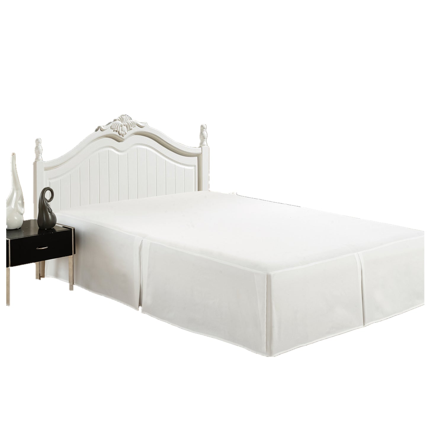 Solid Tailored Rayon from Bamboo Soft Bedskirt All Season Deep Pocket Dust Ruffle Bed Skirt, White