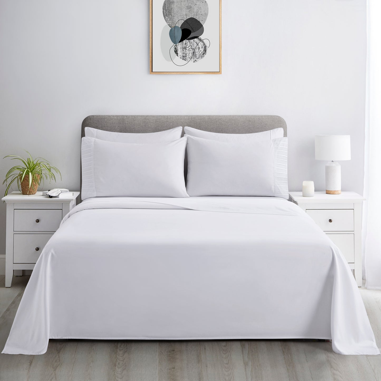 Solid Rayon from Bamboo Soft Silky Deep Pocket Bedding All Season Sheet Set, White