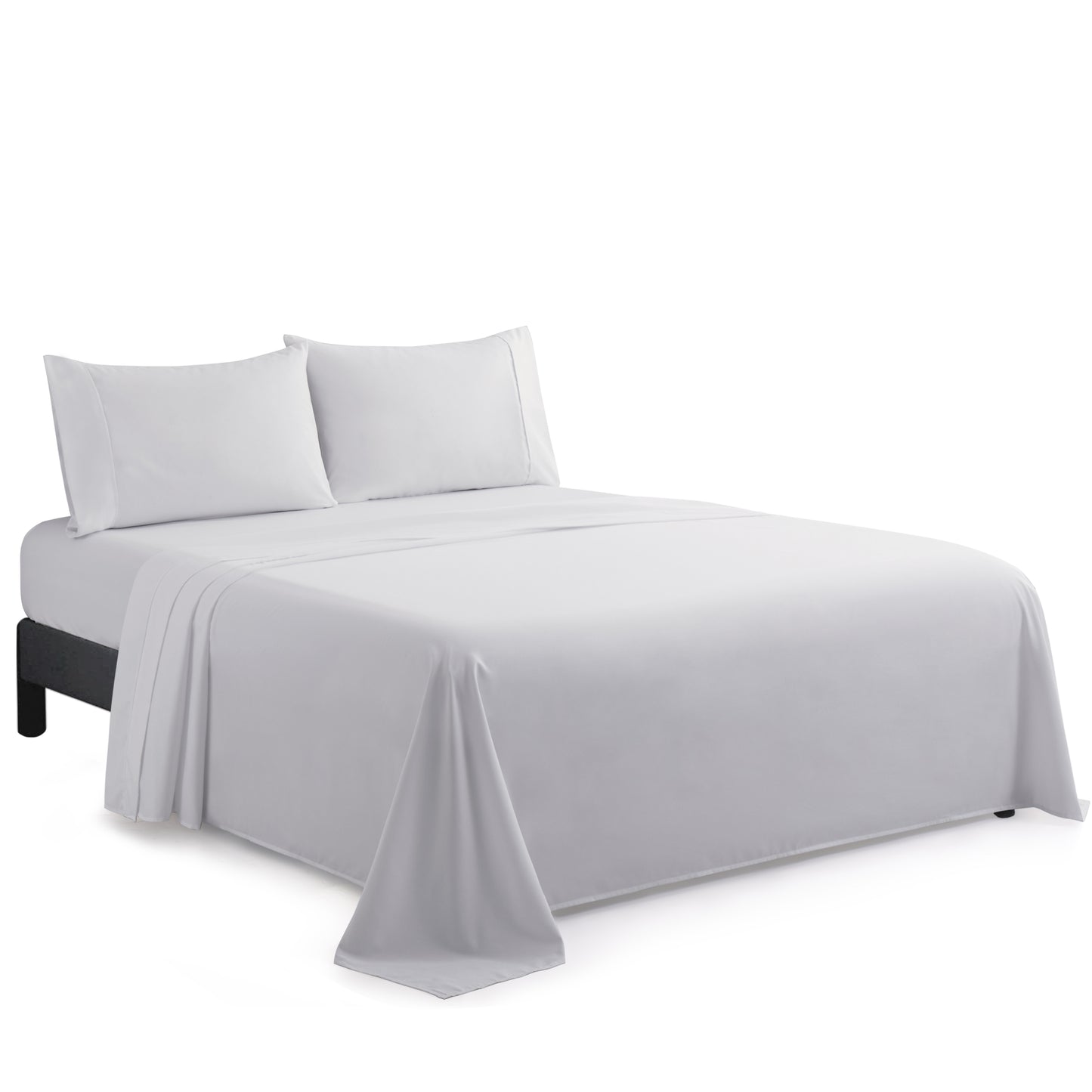 600 Thread Count Cotton Percale Soft Deep Pocket Solid Bedding All Season Sheet Set, White