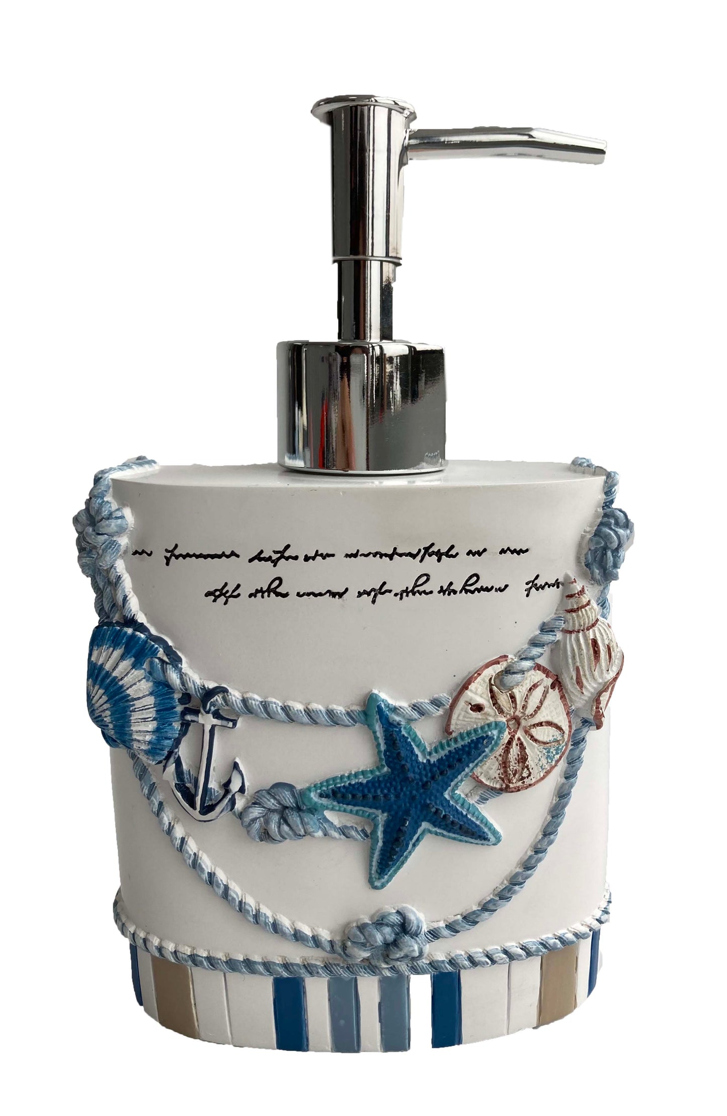 Modern Luxury Décor Bath Accessory Ensemble Bathroom Lotion Dispenser Toothbrush Holder Tumbler Soap Dish, Nautical Beach bohemian