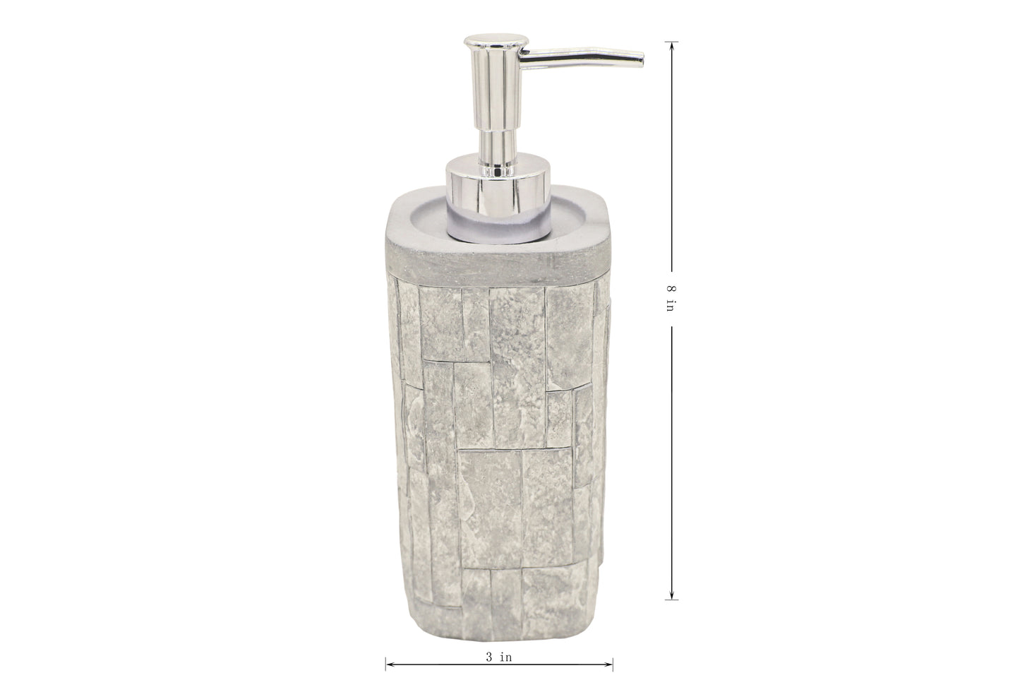 Modern Luxury Décor Bath Accessory Ensemble Bathroom Lotion Dispenser Toothbrush Holder Tumbler Soap Dish, Grey Brick Concrete