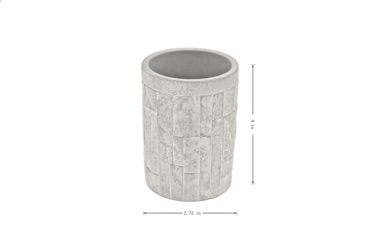 Modern Luxury Décor Bath Accessory Ensemble Bathroom Lotion Dispenser Toothbrush Holder Tumbler Soap Dish, Grey Brick Concrete
