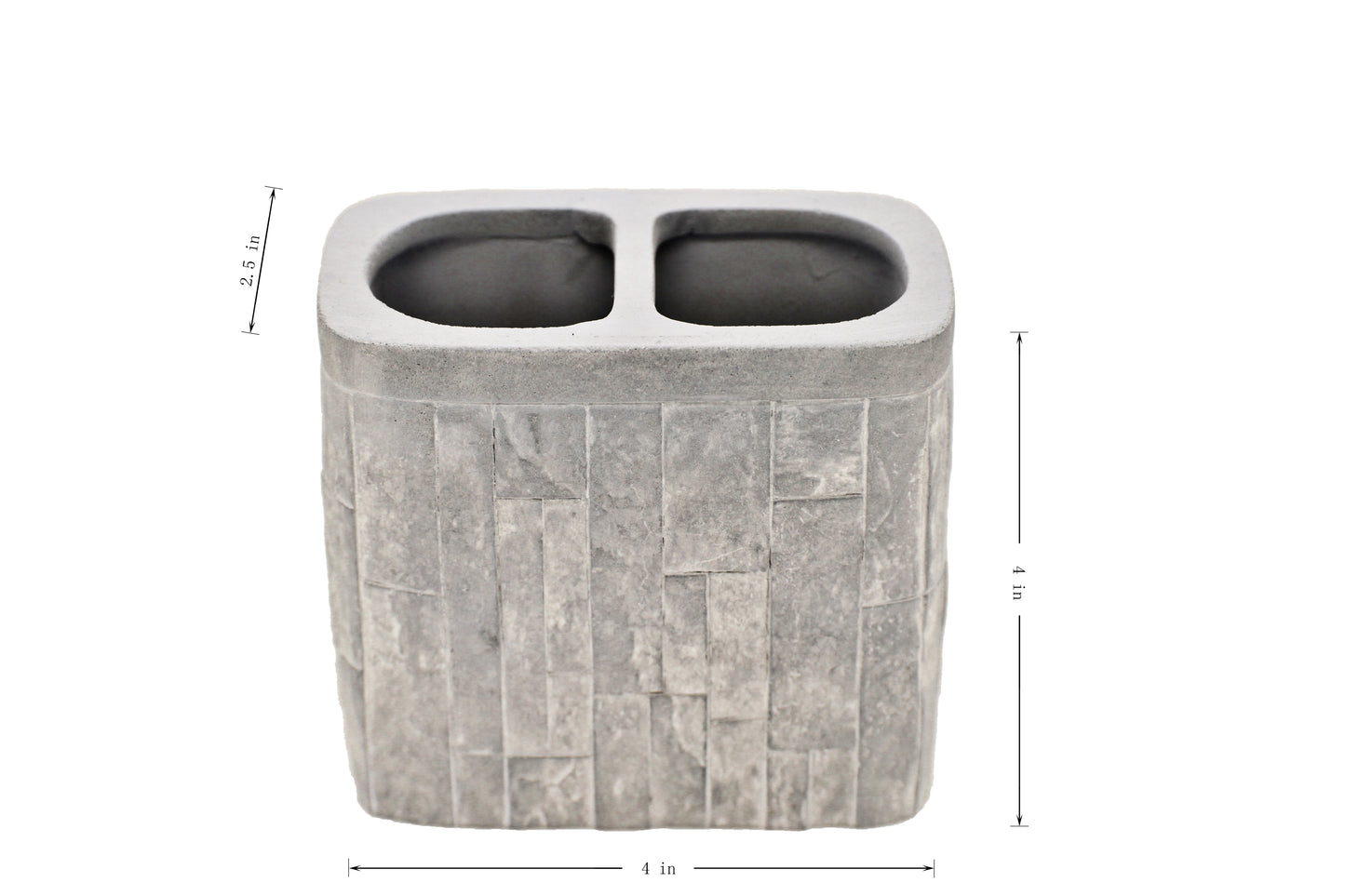 Modern Luxury Décor Bath Accessory Ensemble Bathroom Lotion Dispenser Toothbrush Holder Tumbler Soap Dish, Grey Brick Concrete