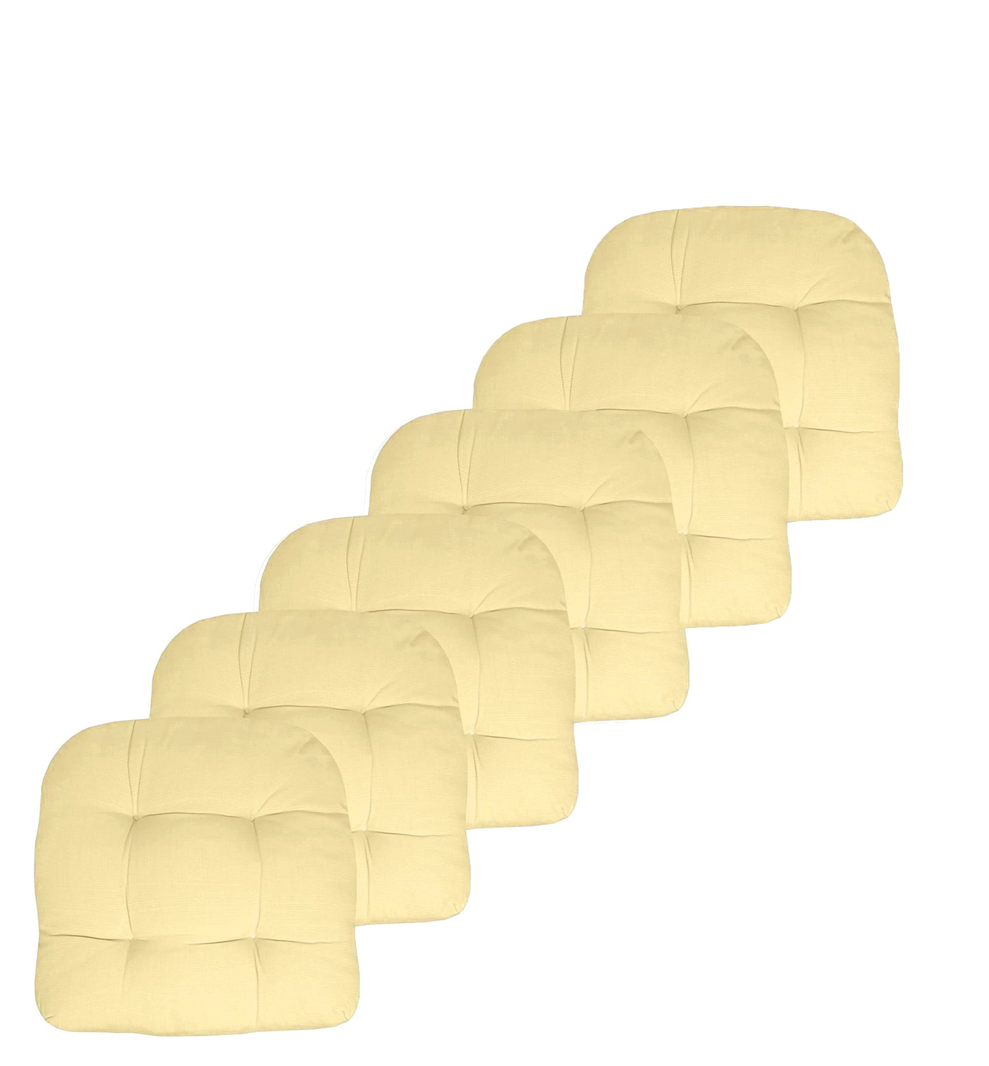 Premium Thick Comfy Seat Patio Pad Tufted Textured Solid Outdoor Chair Cushion 19 x 19 x 4 Inch, Yellow