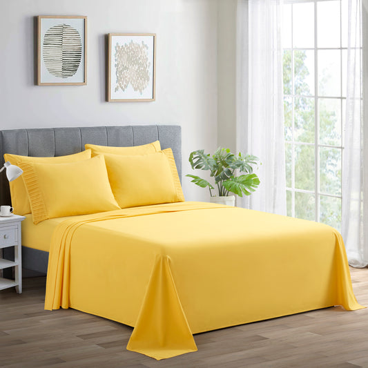 Solid Rayon from Bamboo Soft Silky Deep Pocket Bedding All Season Sheet Set, Yellow