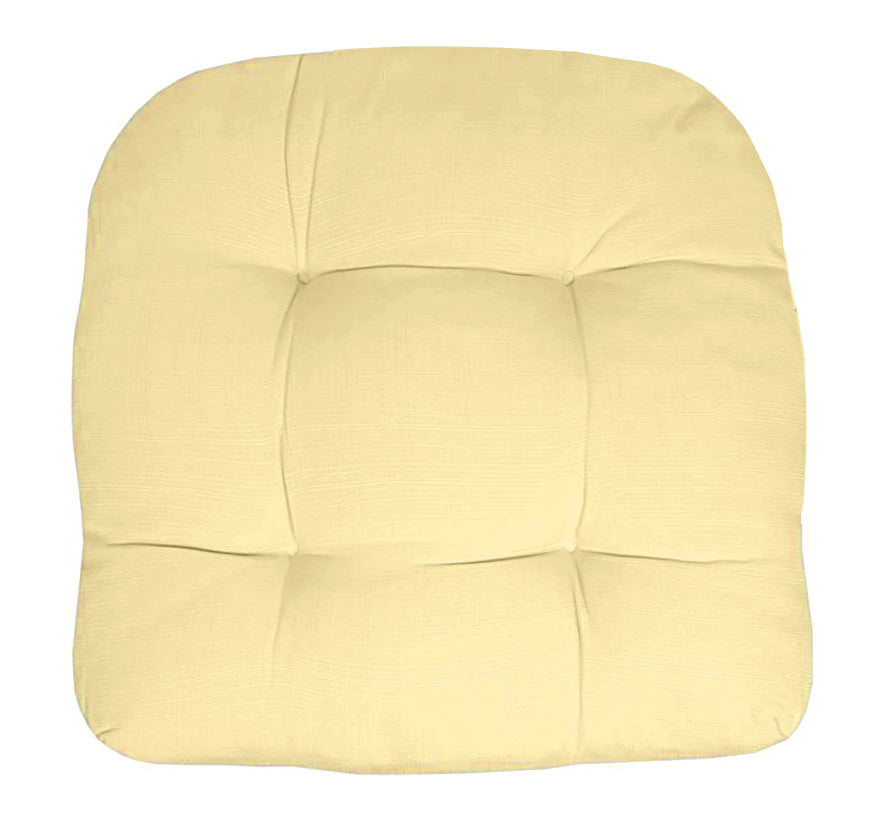 Premium Thick Comfy Seat Patio Pad Tufted Textured Solid Outdoor Chair Cushion 19 x 19 x 4 Inch, Yellow
