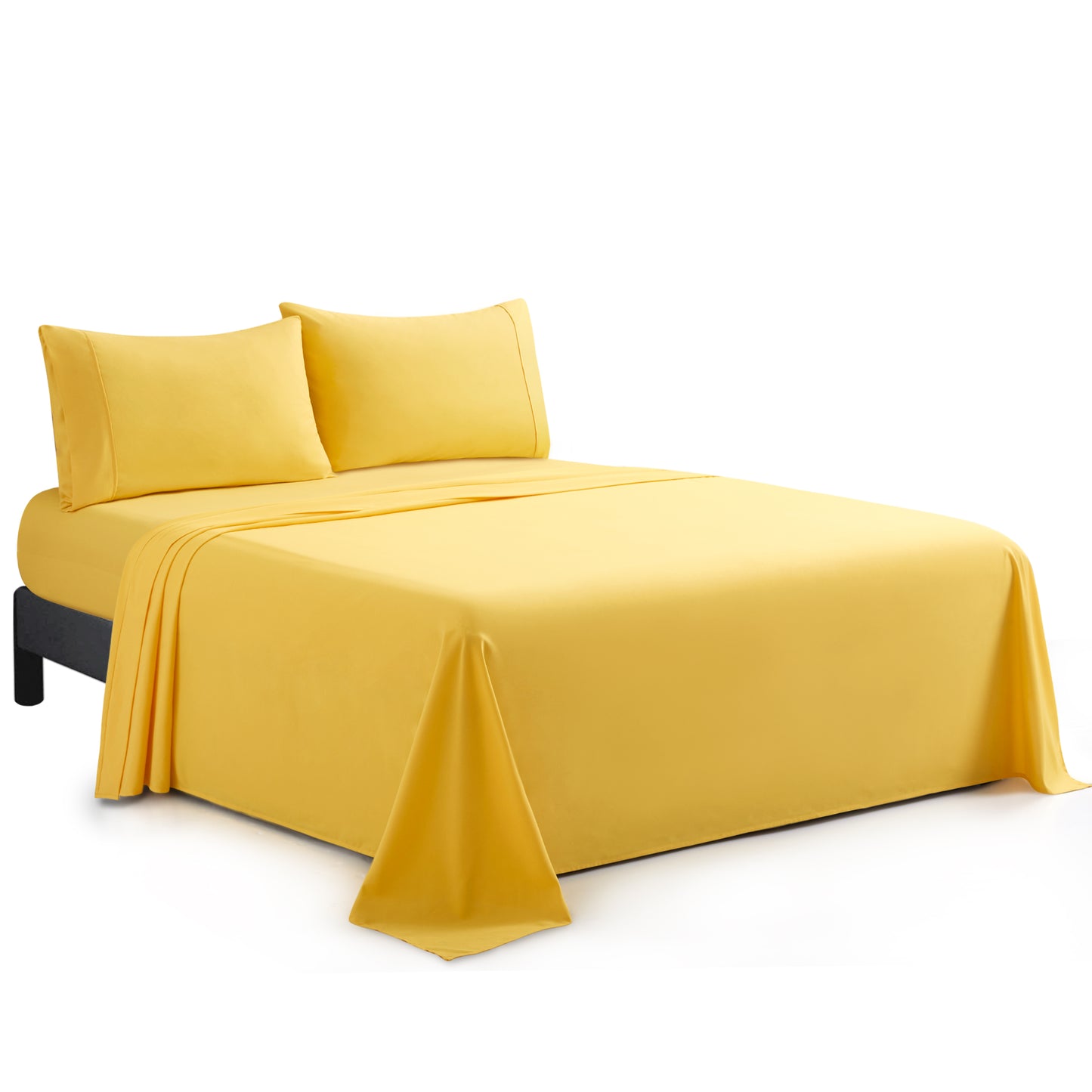 600 Thread Count Cotton Percale Soft Deep Pocket Solid Bedding All Season Sheet Set, Yellow