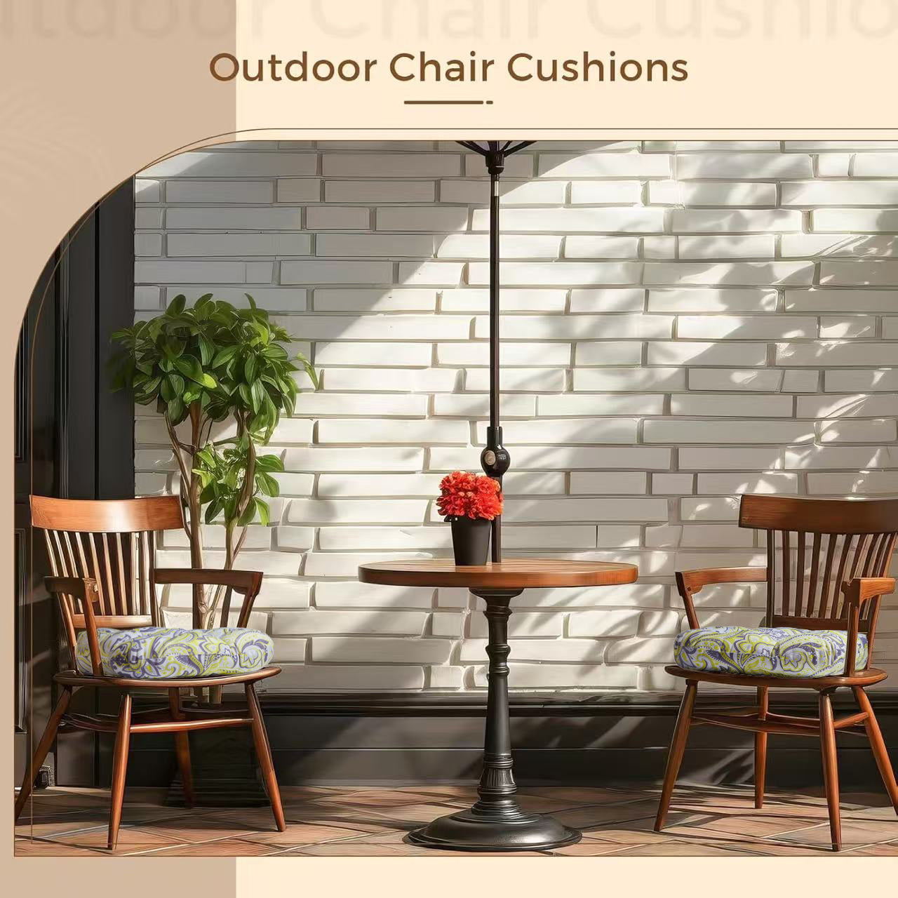 Premium Thick Comfy Seat Patio Pad Tufted Textured Printed Outdoor Chair Cushion 19 x 19 x 4 Inch, Yellow Paisley Floral