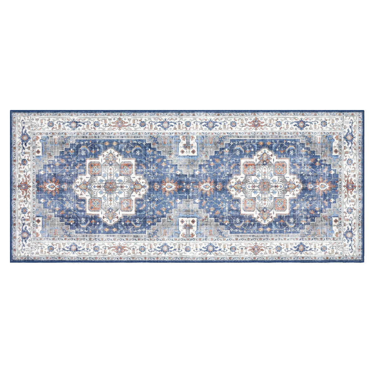Decor Non-Slip Back Soft Runner Area Carpet Floor Area Rug Indoor Accent Decorative Mat, Modern Blue Red Floral