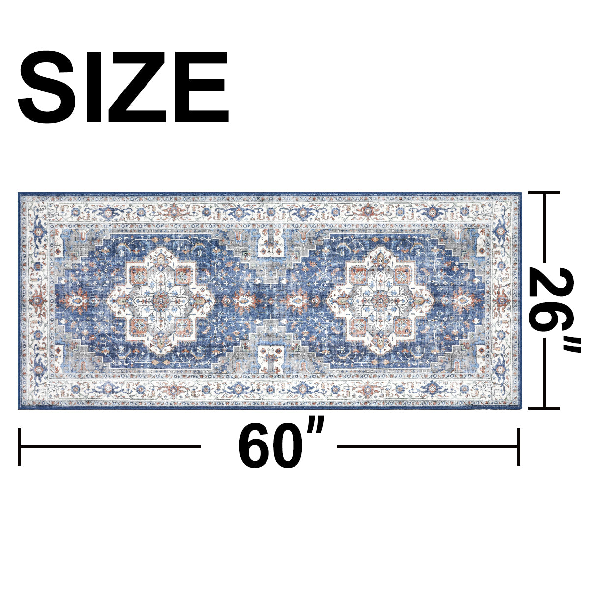 Decor Non-Slip Back Soft Runner Area Carpet Floor Area Rug Indoor Accent Decorative Mat, Modern Blue Red Floral