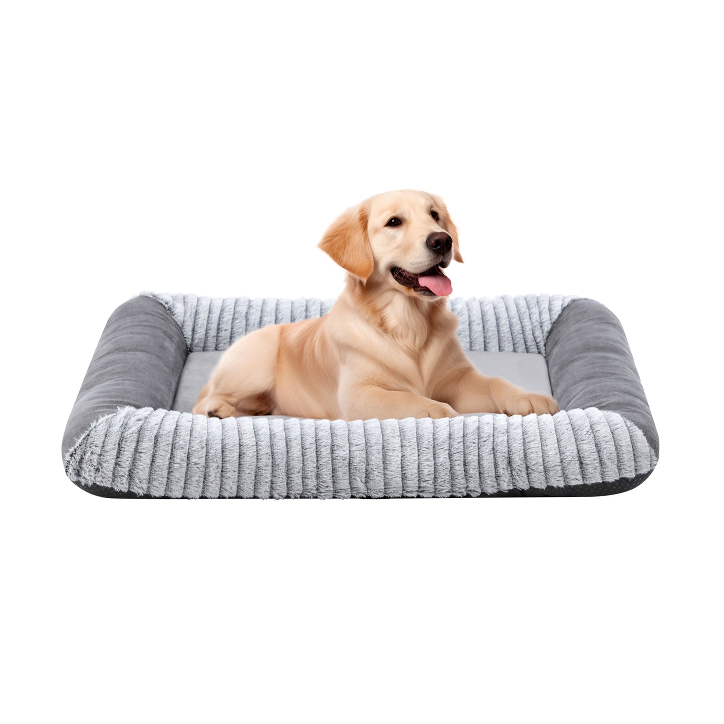 Orthopedic Dog Bed, Cat Puppy Memory Foam Mat, Soft Fluffy Pet Sofa, Anti-Slip Bottom, Grey 28 x 20 Inch