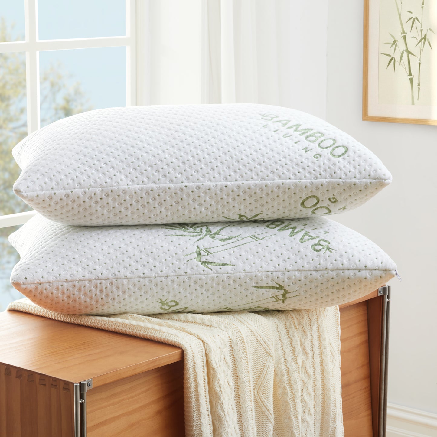 Memory Foam Breathable Oreiller Sleeping Hard Rayon from Bamboo Pillow with Removable Zipper Washable Cover