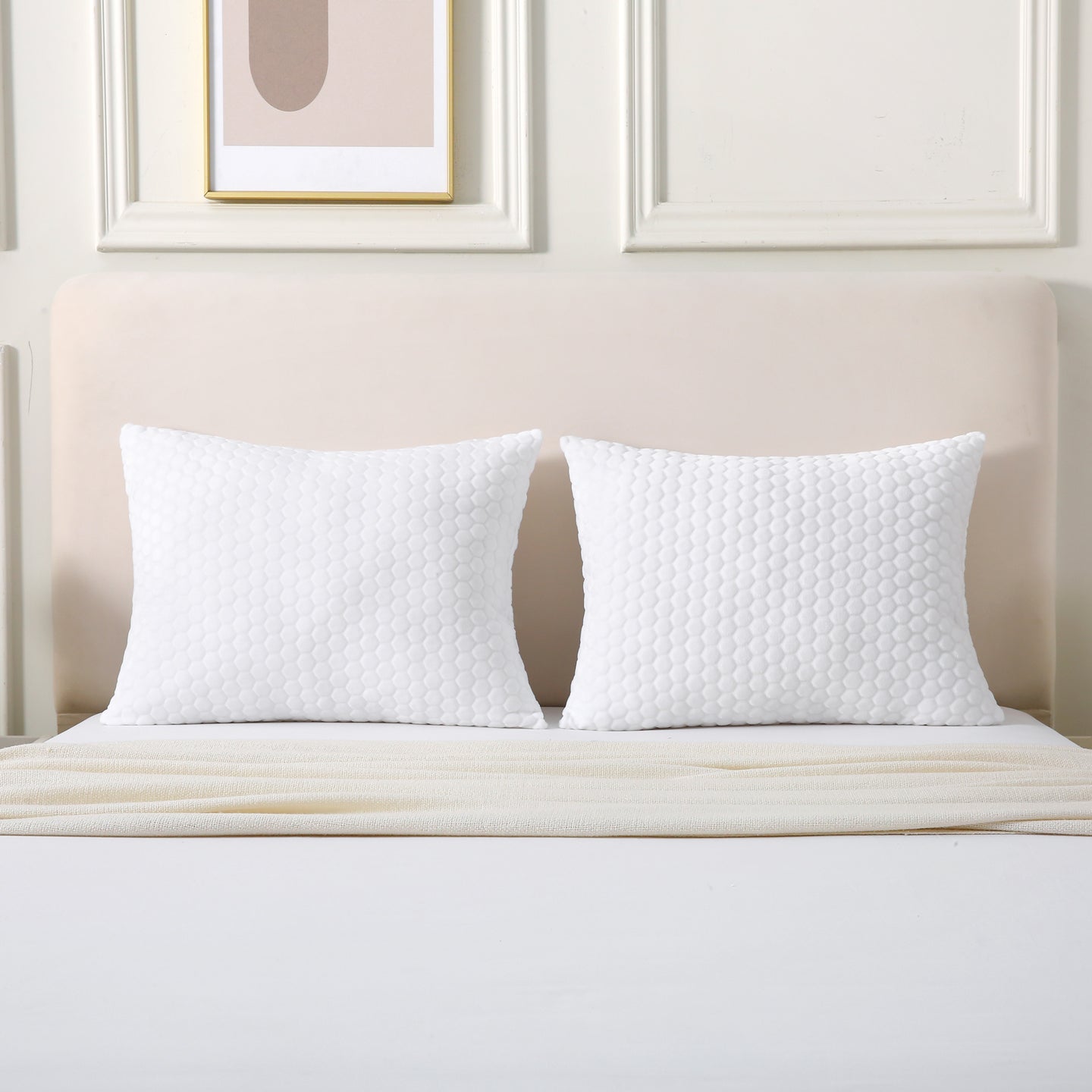 Oreiller Breathable Soft 3D Embossed Cozy Plush Sleeping Bed Pillow for Side and Back Sleepers, Jumbo Size