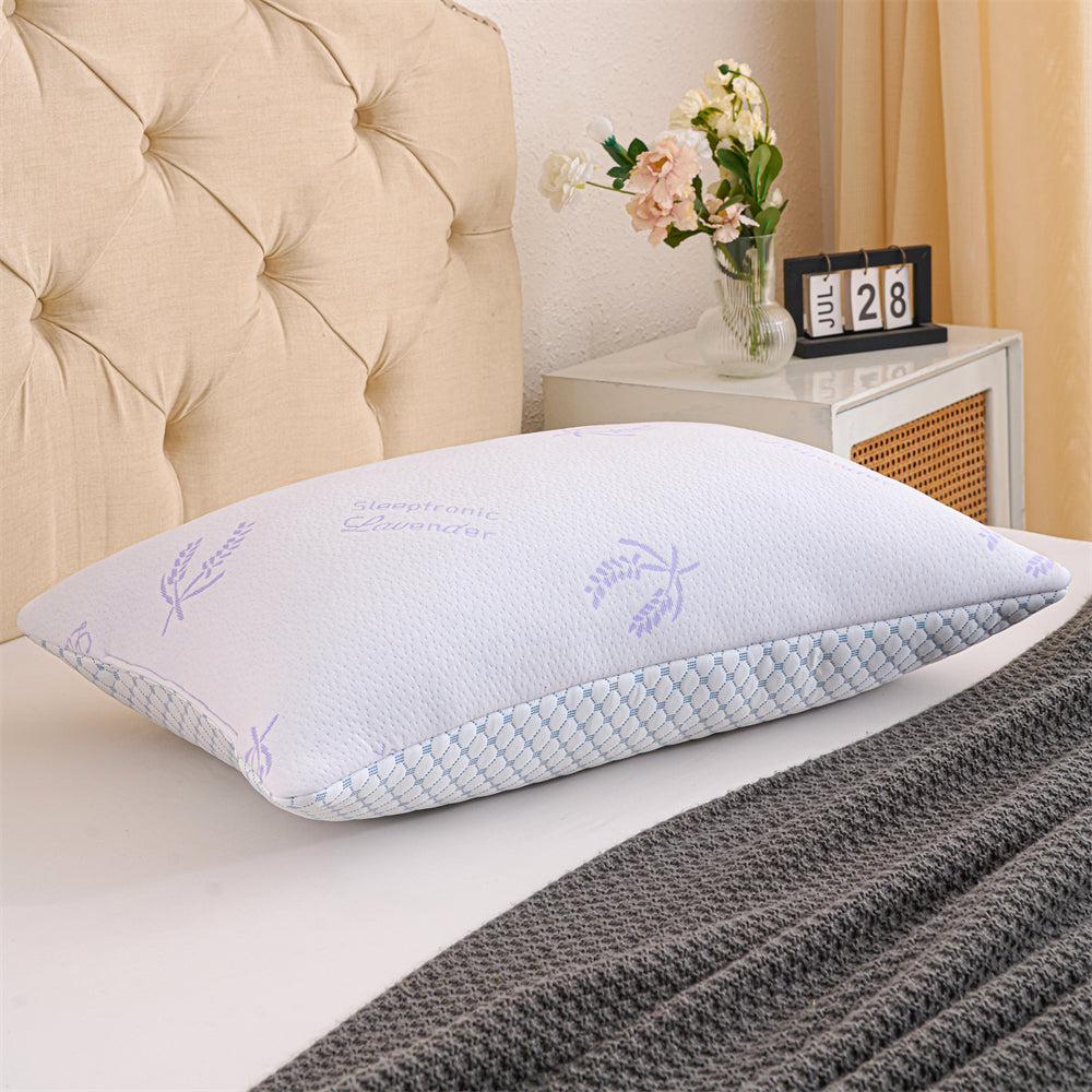 Lavender Rayon from Bamboo Cooling Bed Pillows, Shredded Memory Foam Reversible Bedding Cool Pillow