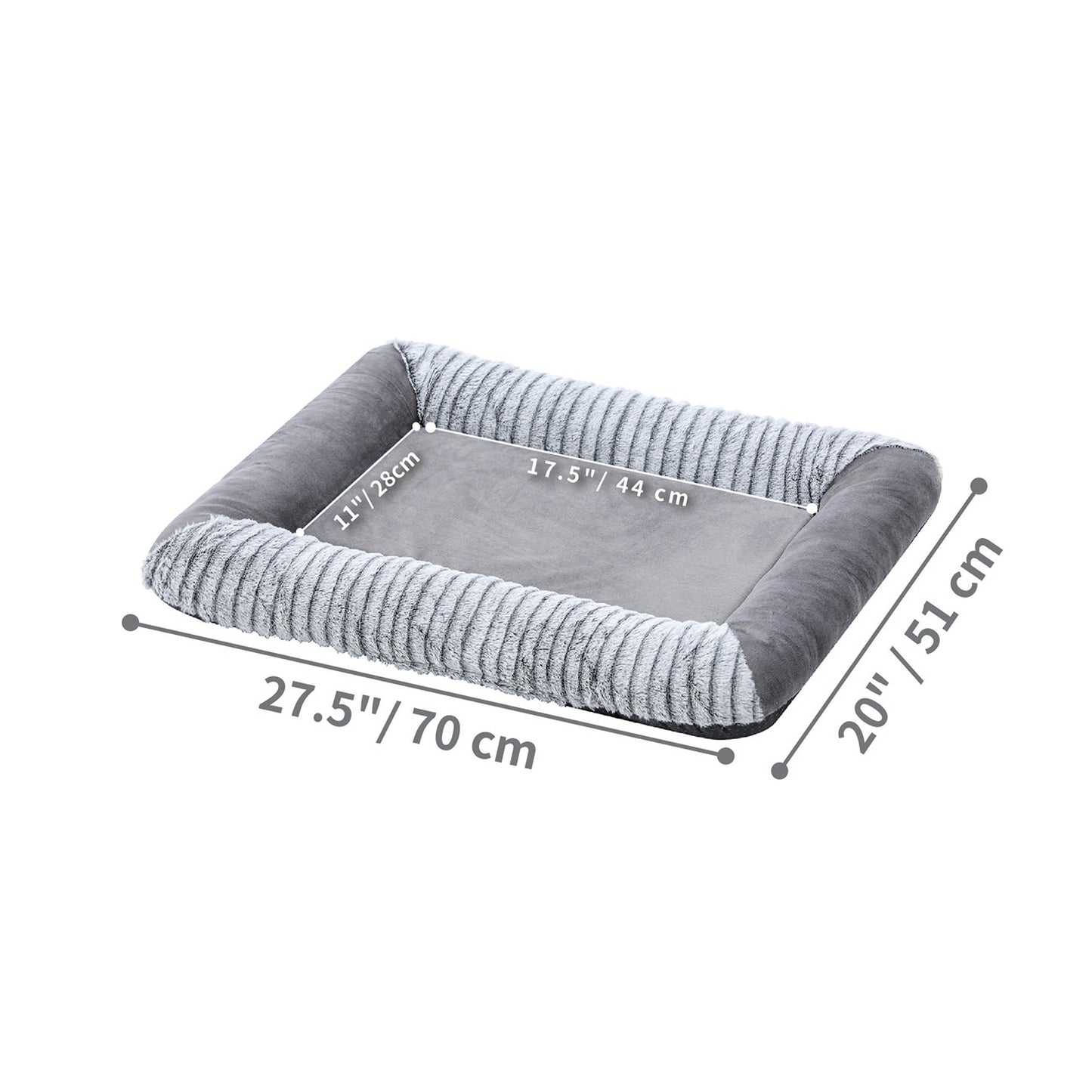 Orthopedic Dog Bed, Cat Puppy Memory Foam Mat, Soft Fluffy Pet Sofa, Anti-Slip Bottom, Grey 28 x 20 Inch