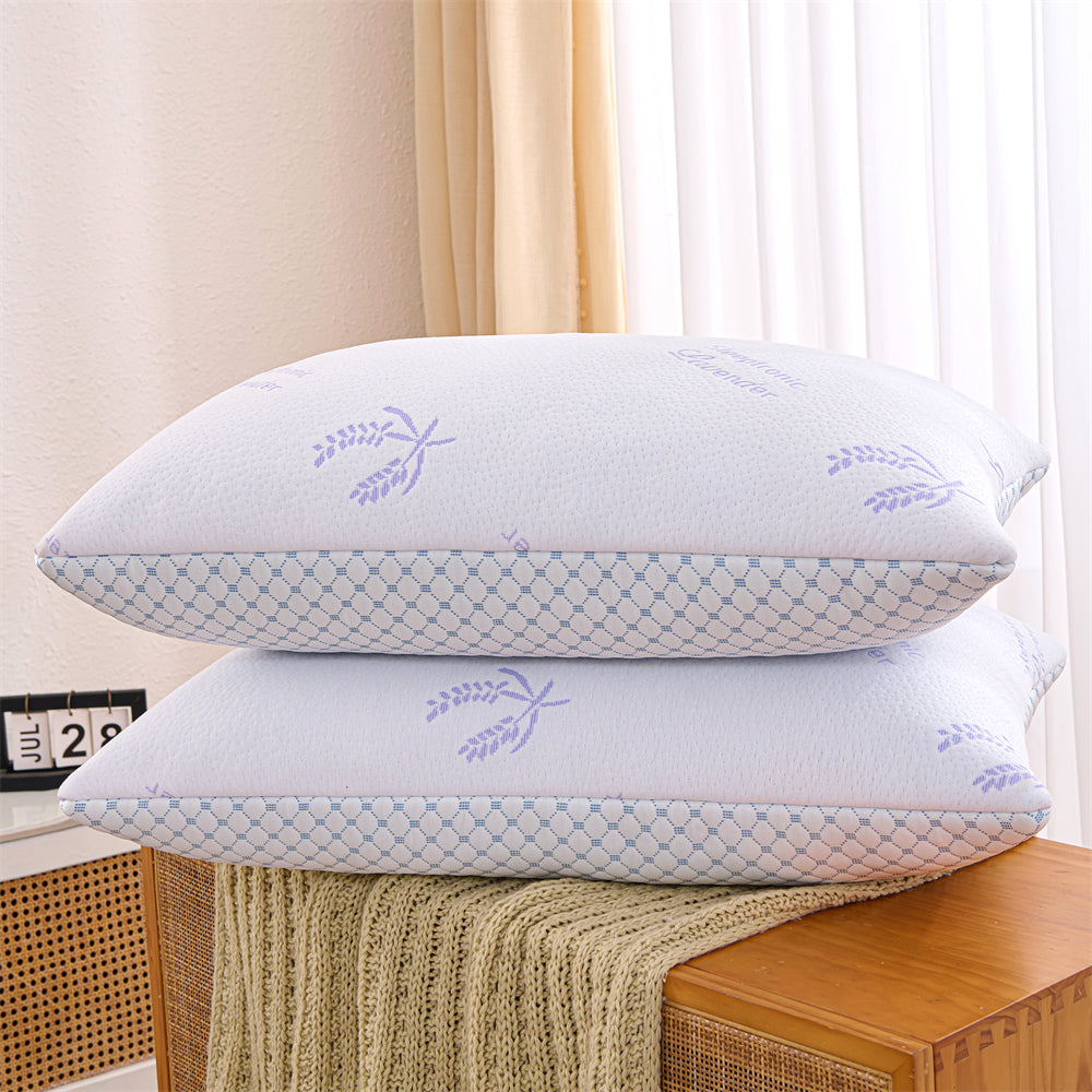 Lavender Rayon from Bamboo Cooling Bed Pillows, Shredded Memory Foam Reversible Bedding Cool Pillow