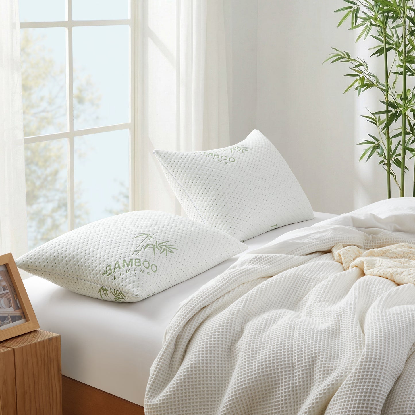 Memory Foam Breathable Oreiller Sleeping Hard Rayon from Bamboo Pillow with Removable Zipper Washable Cover