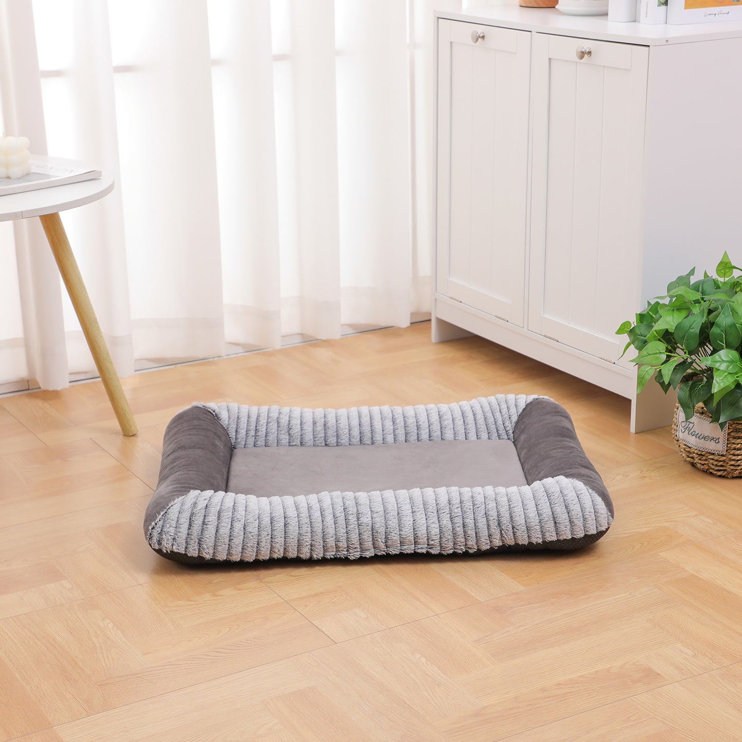Orthopedic Dog Bed, Cat Puppy Memory Foam Mat, Soft Fluffy Pet Sofa, Anti-Slip Bottom, Grey 28 x 20 Inch