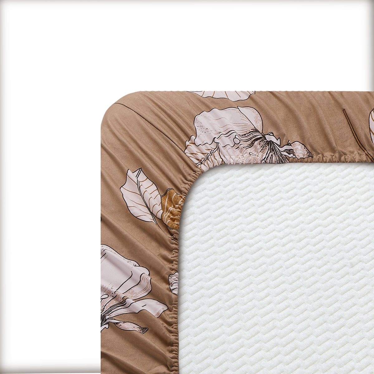 Printed Rayon from Bamboo Soft Deep Pocket Bedding All Season Sheet Set, Taupe Beige Elegant Floral