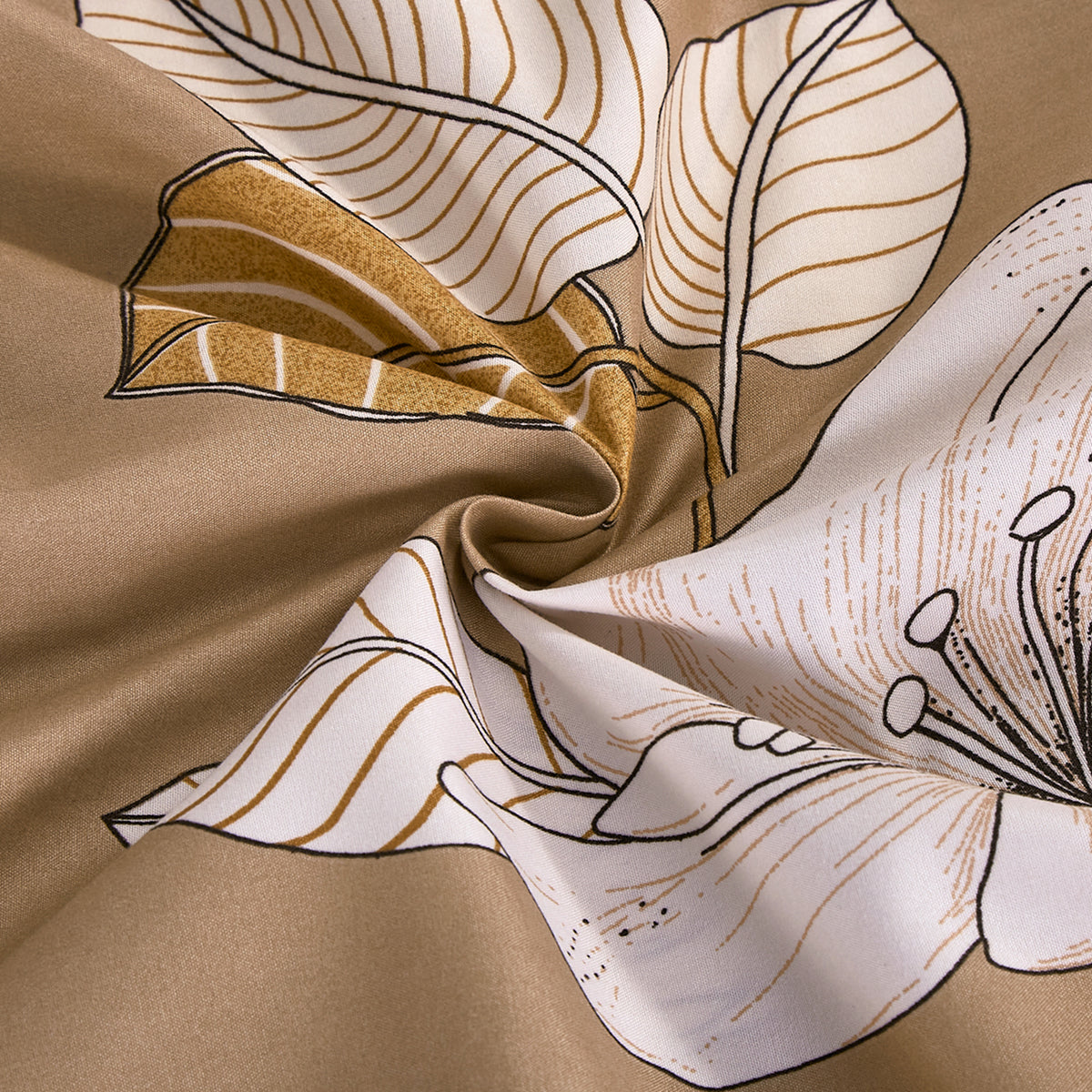 Printed Rayon from Bamboo Soft Deep Pocket Bedding All Season Sheet Set, Taupe Beige Elegant Floral
