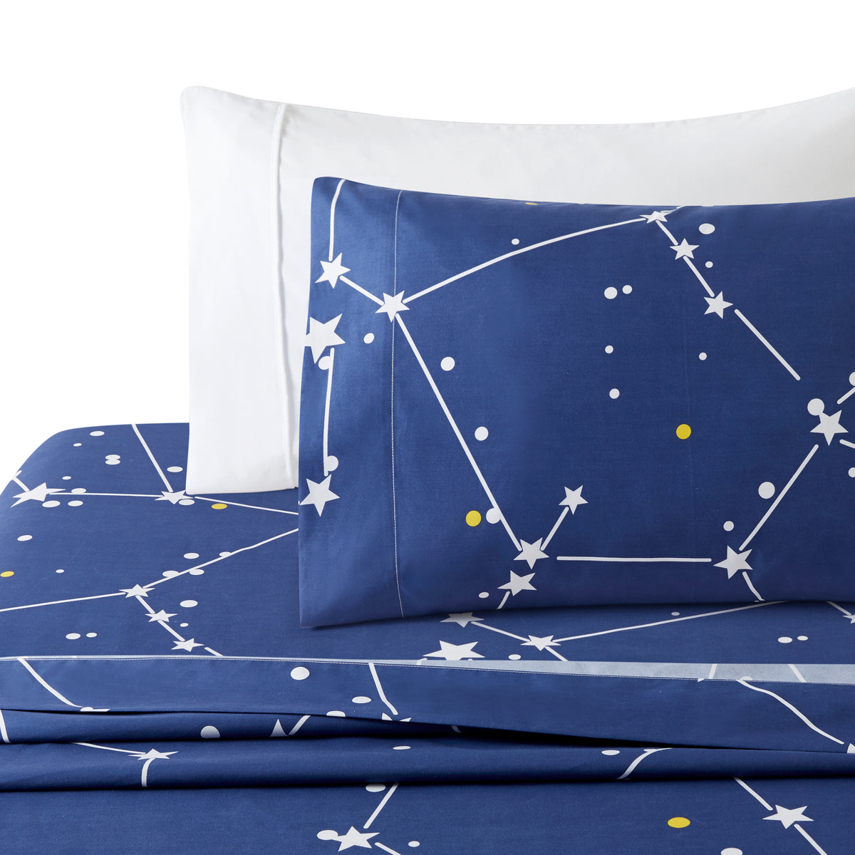 Back to School Sales Printed Bedding Set Navy Blue Asterism Pattern Full Size