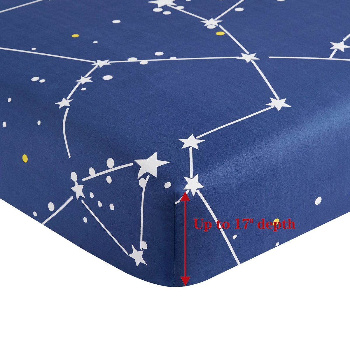 Back to School Sales Printed Bedding Set Navy Blue Asterism Pattern Full Size