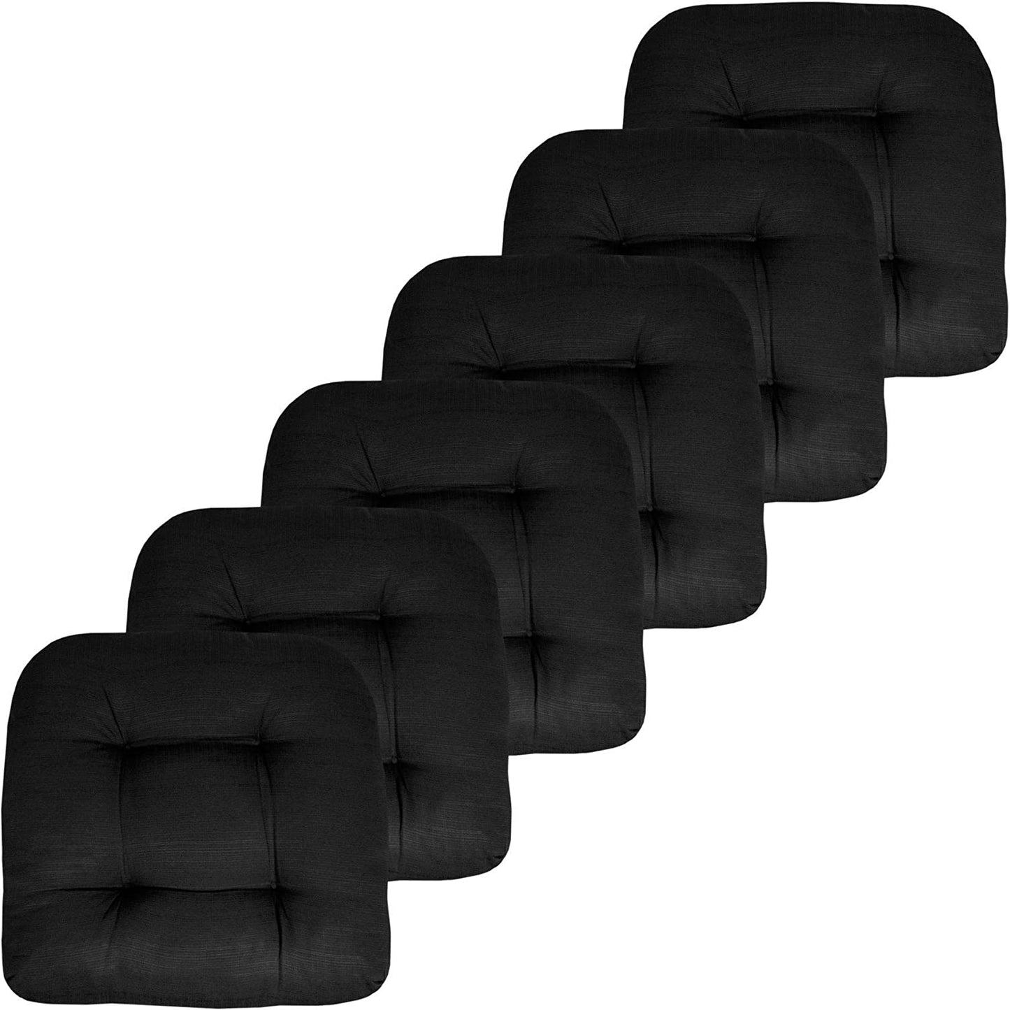 Premium Thick Comfy Seat Patio Pad Tufted Textured Solid Outdoor Chair Cushion 19 x 19 x 4 Inch, Black
