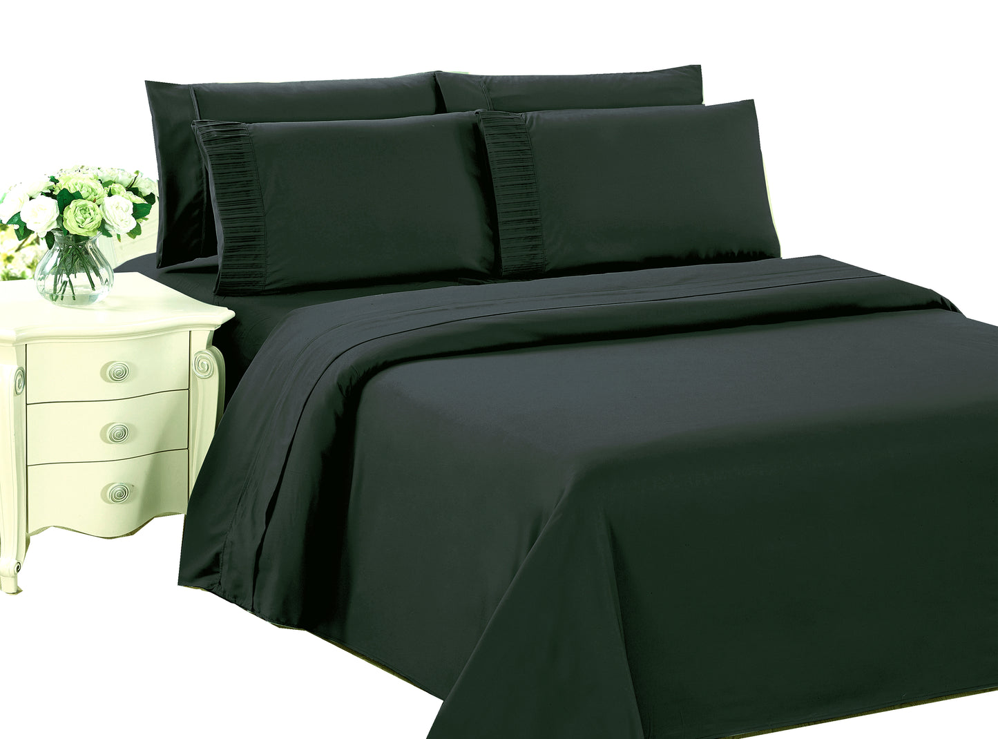 Solid Rayon from Bamboo Soft Bedding Silky Zipper All Season Duvet Cover Set, Black